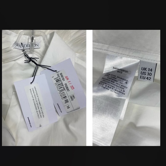 JW Anderson Oversized Pleated Boyfriend Button Down Shirt sz 10 NWT - Picture 6 of 10